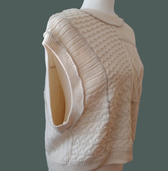 Free People Take The Plunge Knitted Cable Vest in Cream Women's XS - Picture 3 of 17